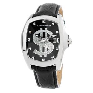 Chronotech Black Leather Dress Men's Watch